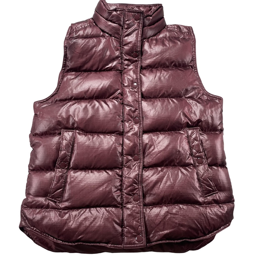 J.Crew Vest Womens Small Purple Down Puffer Quilted Full Zip Snap Front Outdoor